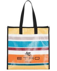 Etro - Multi-Coloured Striped Shopping Bag - Lyst
