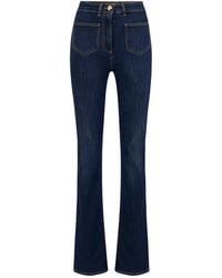 Elisabetta Franchi - Logo Plaque Straight Leg Jeans - Lyst