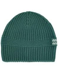 Miu Miu - Logo-Intarsia Knitted Beanie - Lyst