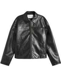 Entire studios V-Neck Leather Jacket in Black for Men | Lyst