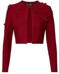 Oscar de la Renta - Floral Cropped Cardigan - Lyst