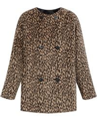 Emporio Armani - Leopard-Printed Double-Breasted Coat - Lyst