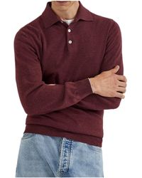 Brunello Cucinelli - Long Sleeved Knitted Polo Shirt - Lyst