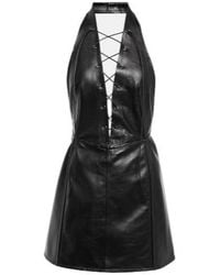 Petar Petrov - Atkins V-Neck Leather Mini Dress - Lyst