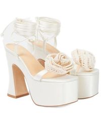 Magda Butrym - Floral-Appliqué Satin Platform Sandals - Lyst