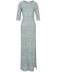 Marni - Ribbed Linen Dress With Wavy Pattern - Lyst