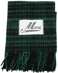 Marni - Logo Patch Fringed Scarf - Lyst