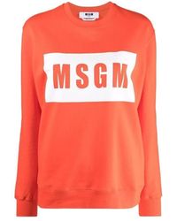 MSGM - Logo-Print Crew Neck Sweatshirt - Lyst