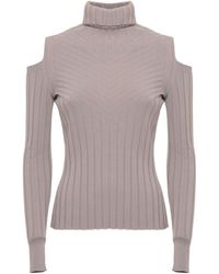 D.exterior - Ribbed Cold-Shoulder Knitted Sweater - Lyst