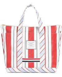 Thom Browne - Logo Patch Striped Tote Bag - Lyst
