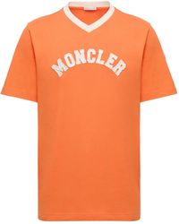 Moncler Tシャツ Logo Cotton Piquet V-Neck T-Shirt 関税込 Moncler V-neck T-shirt in Black for Men | Lyst