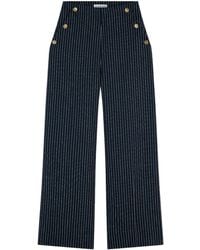 Tommy Hilfiger - Pinstripe-Tone Button Wide Leg Trousers With Linen - Lyst