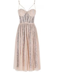 Elisabetta Franchi - Corset Lace Midi Dress - Lyst