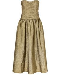 Ulla Johnson - Lumina Strapless Gathered Crinkled Taffeta Midi Dress - Lyst