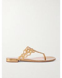 Gianvito Rossi - Laser-Cut Mirrored-Leather Sandals - Lyst