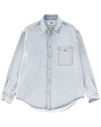 MSGM - Shirt With Embroidered Logo - Lyst