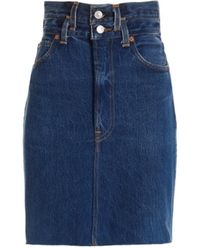 RE/DONE - Double Waisted Denim Skirt - Lyst