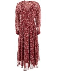 Max Mara - 'Cariddi' Long Dress With All-Over Floral Motif In - Lyst