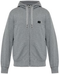 Dolce & Gabbana - Logo Plaque Zipped Drawstring Hoodie - Lyst