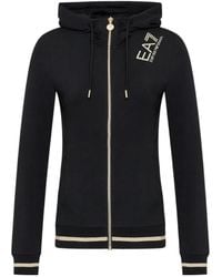 EA7 - Logo Hooded Casual Coat - Lyst