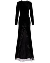 Alessandra Rich - Asymmetrical Velvet Dress With Pleated Silk Trim - Lyst
