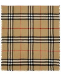 Burberry - Checked Frayed-Edge Scarf - Lyst