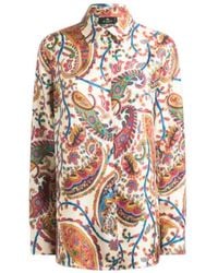 Etro - Floral Paisley Motif Satin Twill Shirt - Lyst