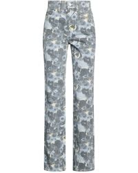 Ganni - Dark-Wash Floral Jeans - Lyst