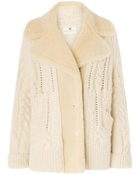 Ermanno Scervino - Cable Knit Collar Detail Coat - Lyst