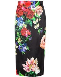 Dolce & Gabbana - Floral Printed Midi Skirt - Lyst