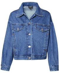 A.P.C. - Long Sleeved Buttoned Denim Jacket - Lyst