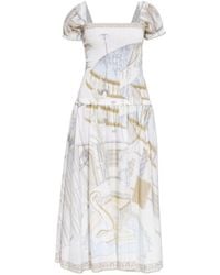 Tory Burch - Graphic-Print Midi Dress - Lyst