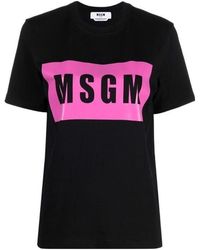 MSGM - Logo-Print Cropped T-Shirt - Lyst