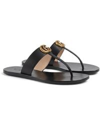 Gucci - Double G Leather Thong Sandals - Lyst