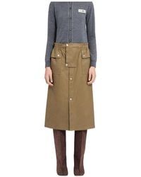 MM6 by Maison Margiela - Drawstring Coated Cotton Midi Skirt - Lyst