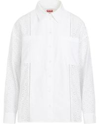KENZO - Broderie Anglaise Panelled Buttoned Shirt - Lyst