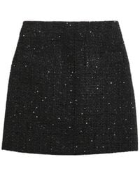 Fay - Sequin-Embellished Bouclé Mini Skirt - Lyst