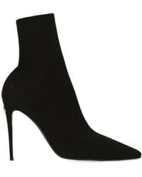 Dolce & Gabbana - Logo-Plaque Pointed-Toe Ankle Boots - Lyst