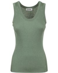 Jil Sander - Logo-Embroidered Ribbed Top - Lyst