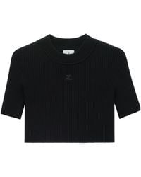 Courreges - Courrèges Mockneck Rib Knit Cropped Top - Lyst