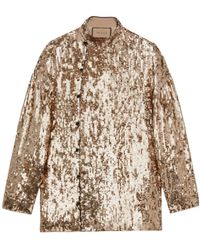 Gucci - High Neck Sequin Shirt - Lyst