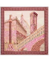 Ferragamo - Ferragamo Logo Detailed Floral Scarf - Lyst