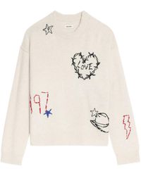 Zadig & Voltaire - Embroidered Heart Detail Sweater - Lyst