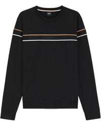 BOSS - Boss Signature Stripe Terry Sweatshirt - Lyst