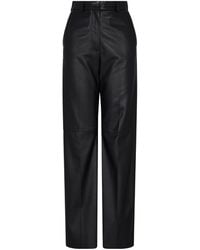 Emporio Armani - Glove-Quality Lambskin Nappa Leather Palazzo Trousers - Lyst