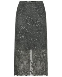 Brunello Cucinelli - Dazzling Lace-Embroidery Pencil Skirt - Lyst
