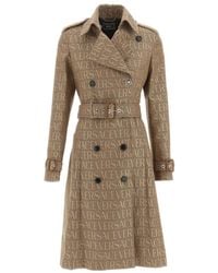 Versace - Allover-Jacquard Double Breasted Trench Coat - Lyst