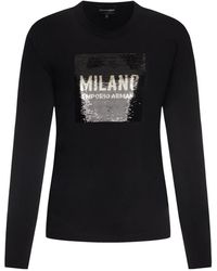 Emporio Armani - Logo Long-Sleeved Round-Neck T-Shirt - Lyst
