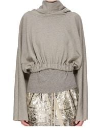 Rick Owens - Drawstring Cropped Hoodie - Lyst