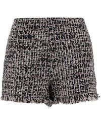 Self-Portrait - Fringed Boucle Shorts - Lyst